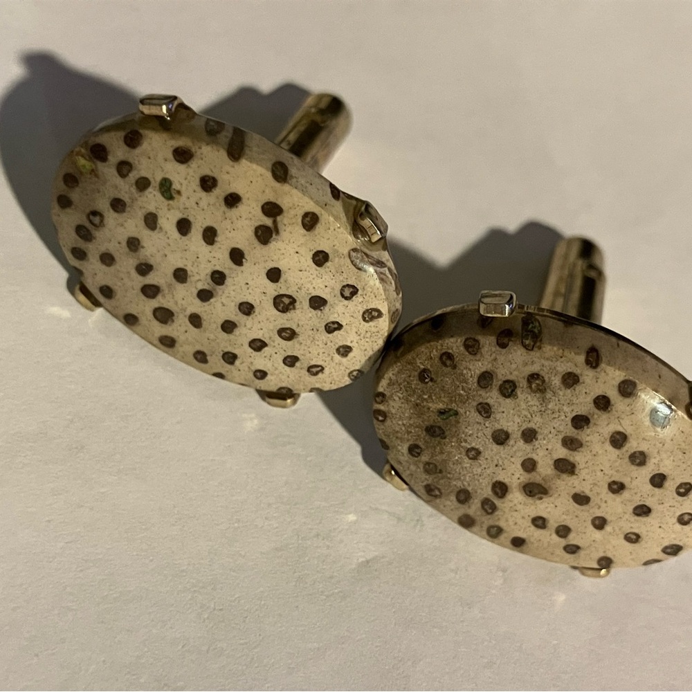Dalmatian Jasper Oval Cufflinks